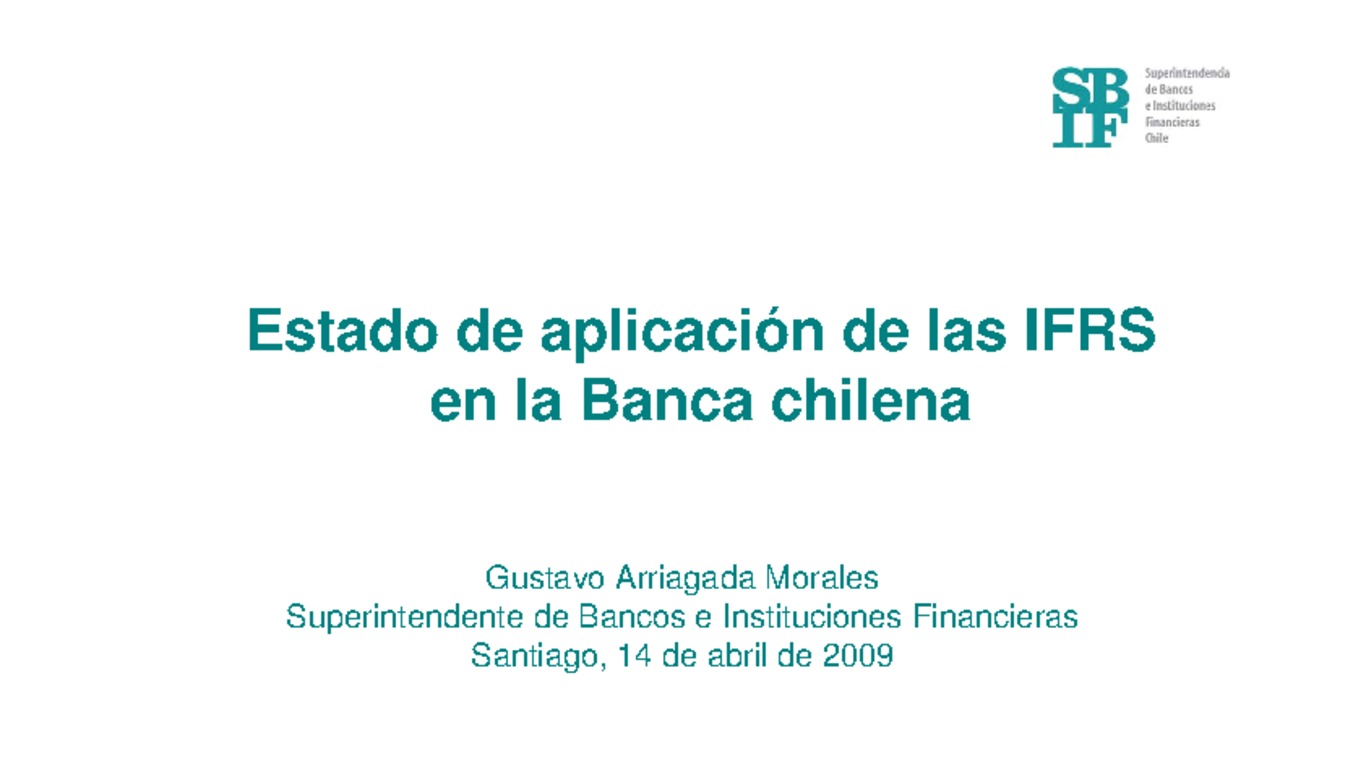 Presentación: Estado de aplicación de las IFRS en la Banca chilena