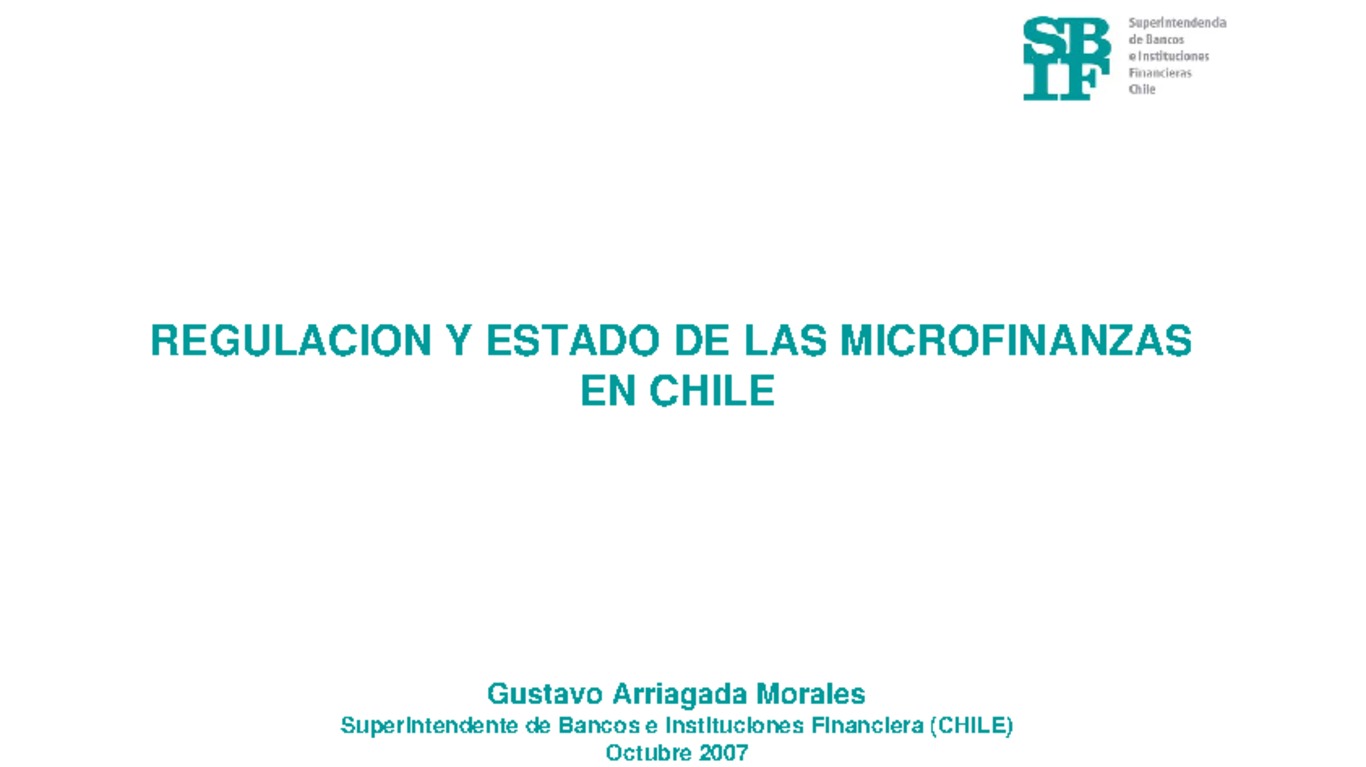 Presentación: Regulación y estado de las Microfinanzas en Chile