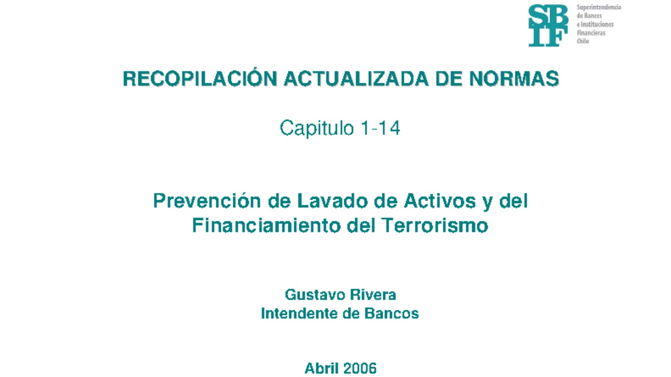 Presentación Gustavo Rivera - Seminario Lavado de Dinero SBIF