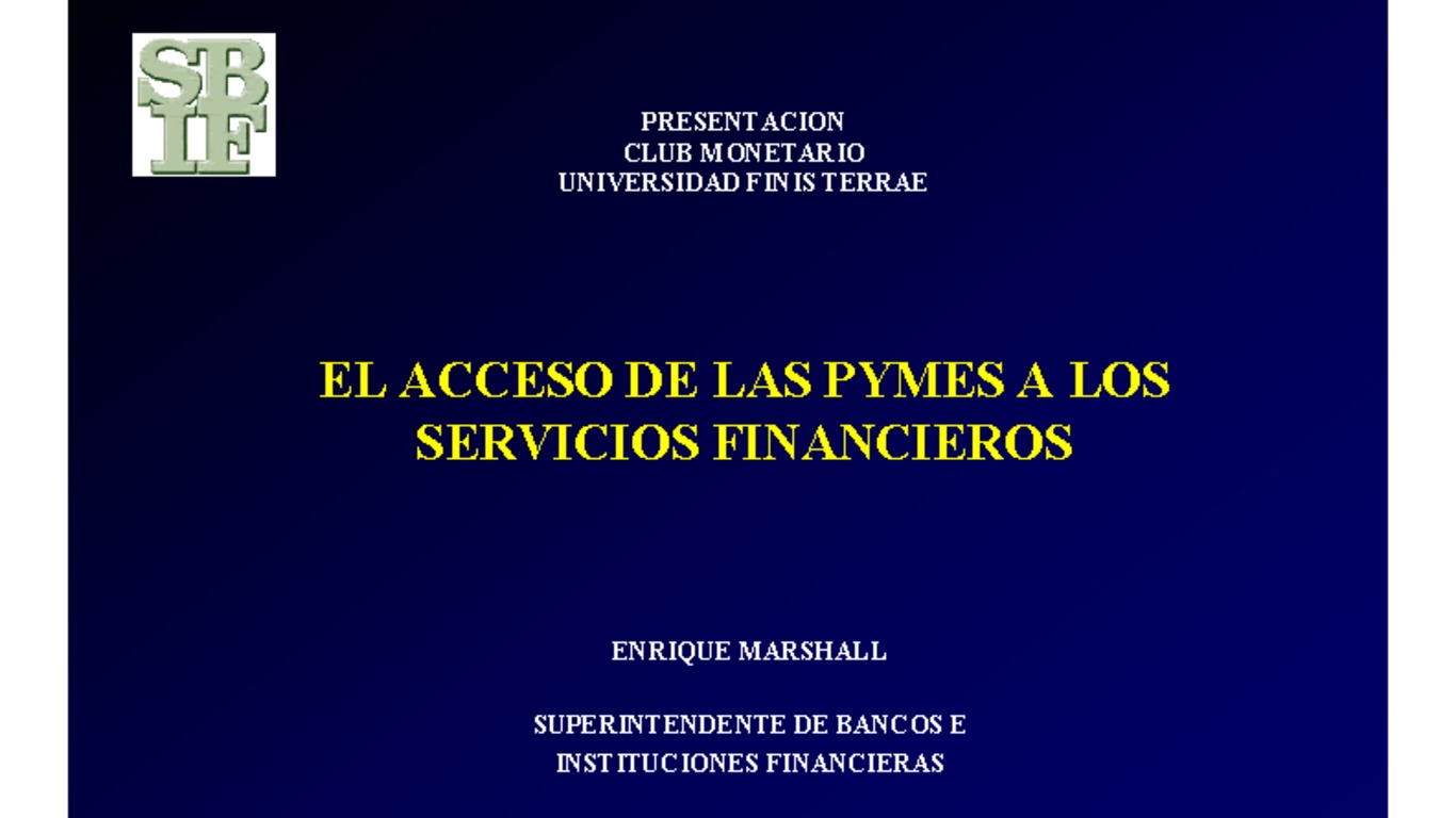 Acceso de las Pymes a los servicios financieros