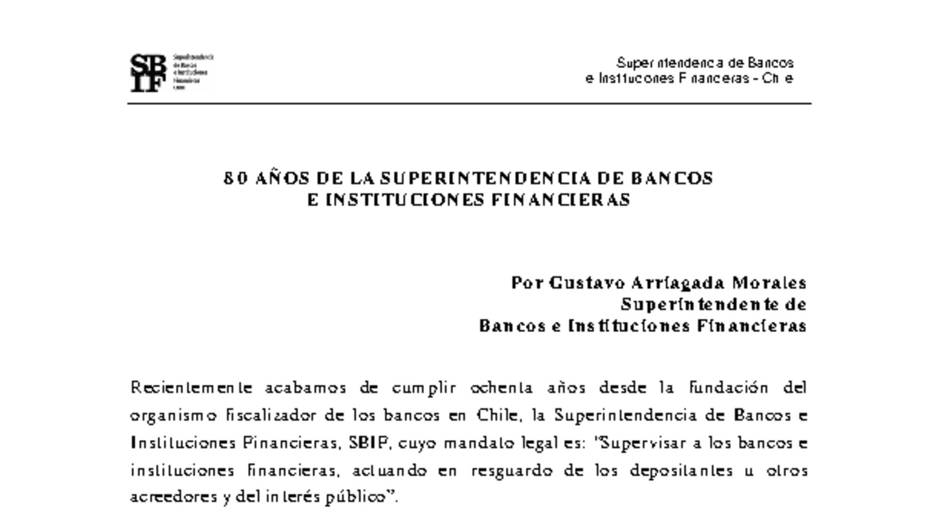 Columna editorial: 80 Años de SBIF