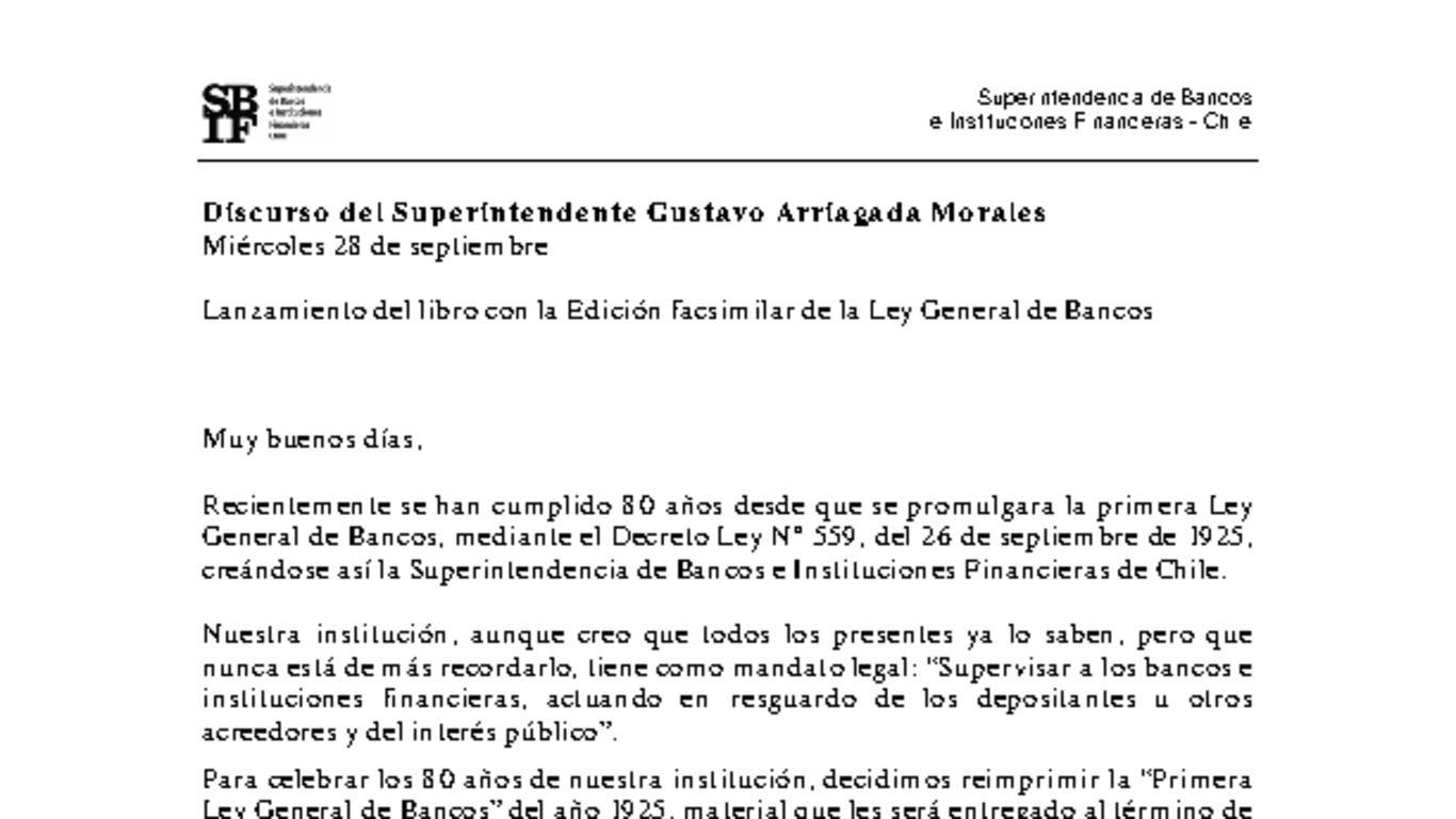 Presentación de la Edición facsimilar de la Ley General de Bancos