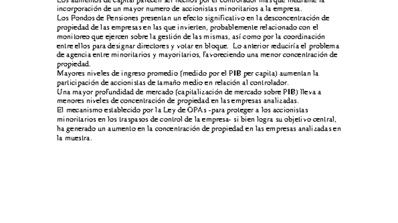 Conferencia Internacional Desarrollo del Mercado Bursátil en Chile, Abstract a la presentación de Marco Morales. Determinantes de la Concentración de Propiedad y la Ley de OPAs en el Mercado Accionario Chileno, 27 de junio de 2008