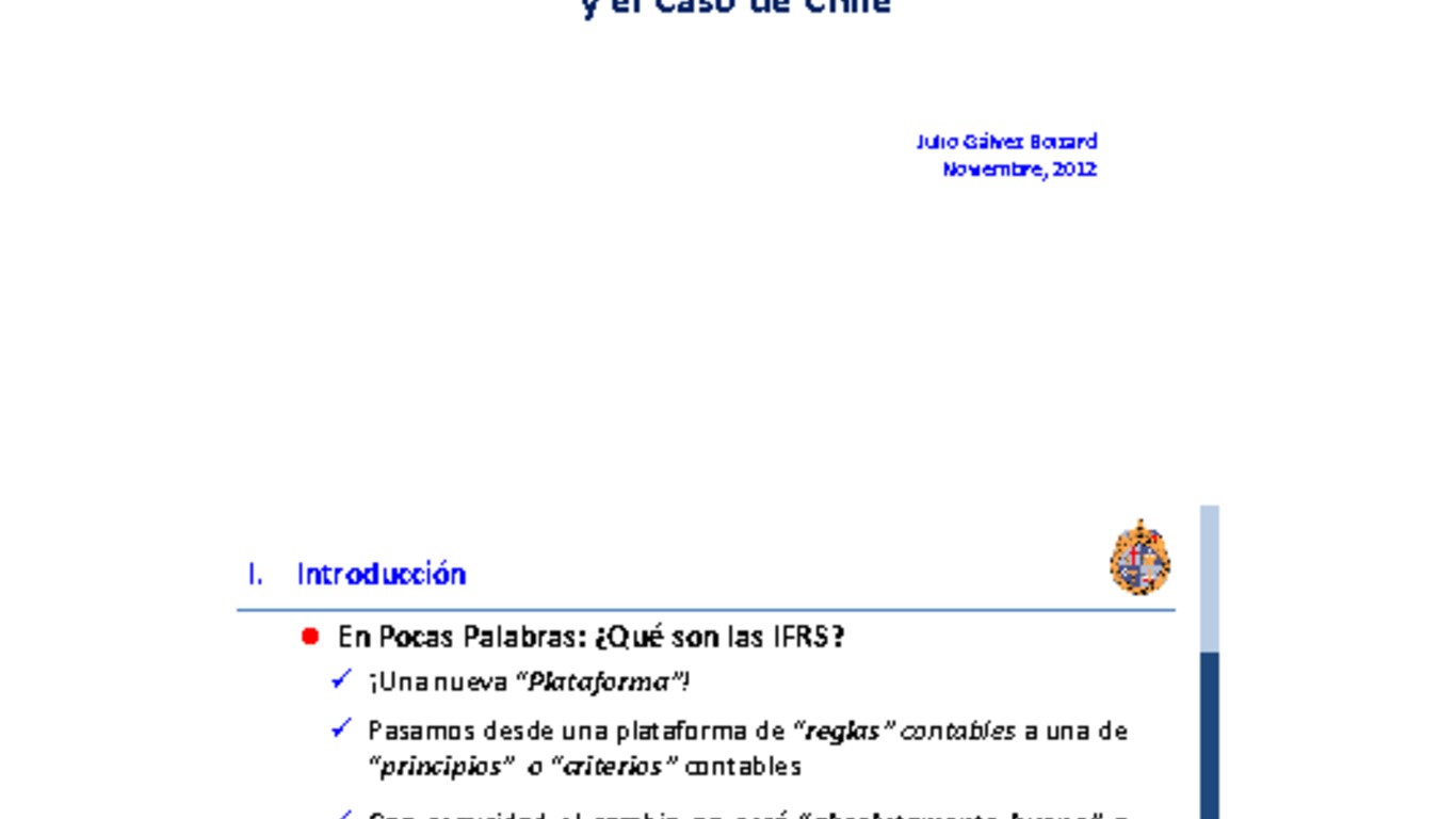 Conferencia Anual EMC - IOSCO 2012 - ICARE. Presentación de Julio Gálvez, Profesor de la Escuela de Administración de la Pontificia Universidad Católica de Chile. 21 de noviembre 2012.