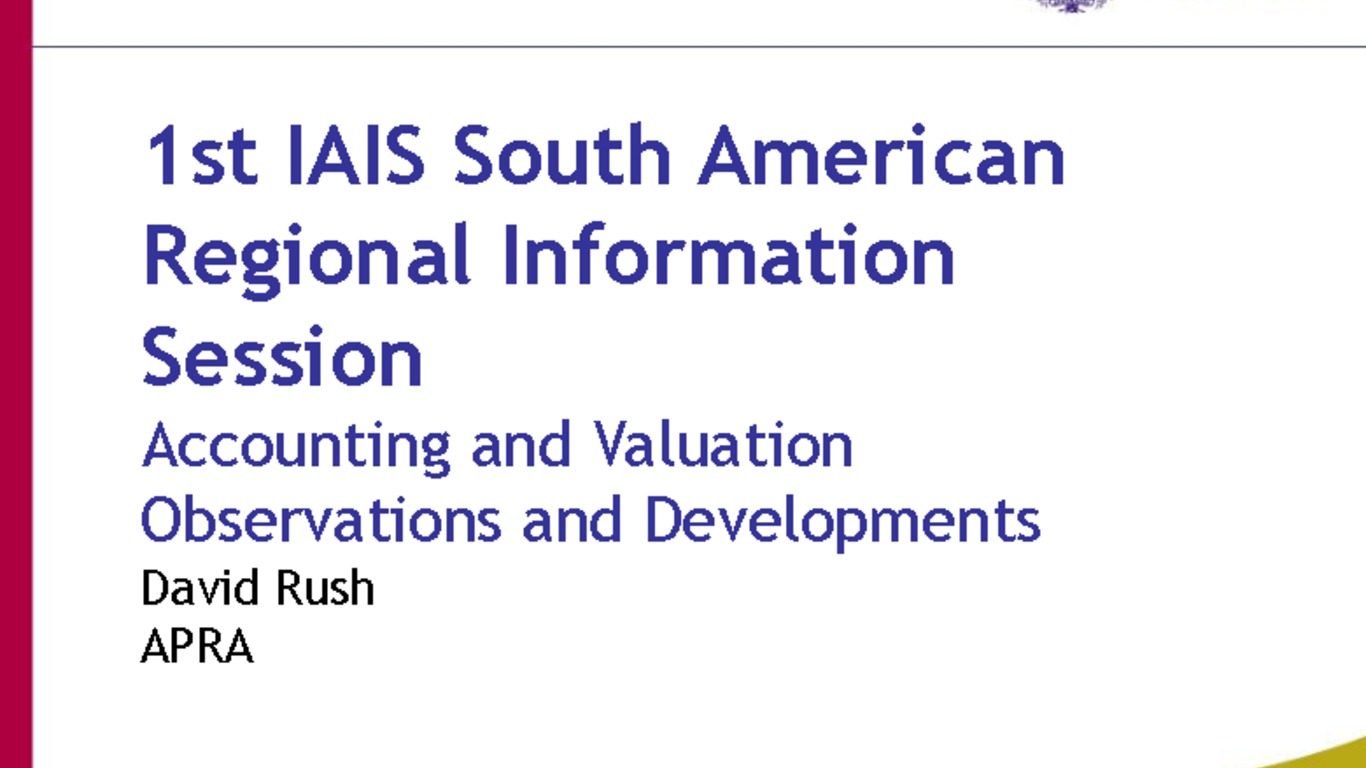 Seminario: Seminario de la IAIS (Organización Internacional de Reguladores de Seguros), sobre la supervisión de solvencia en el mercado asegurador. Presentación de David Rush: "Accounting and valuation observations from the financial crisis". David Rush. 20 de abril de 2009.
