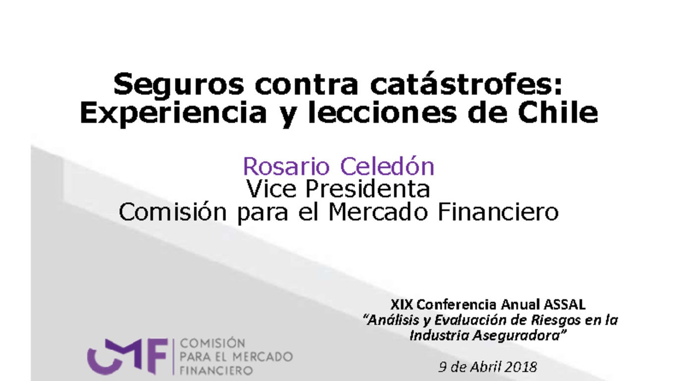 Presentación "Seguros contra catástrofes: Experiencia y lecciones de Chile"