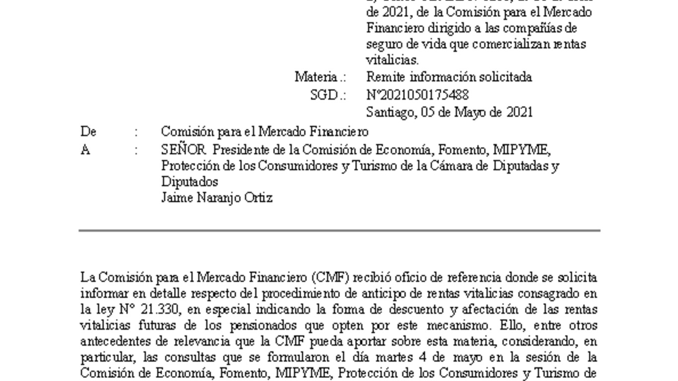 Oficio al Presidente de la Comisión de Economía, Fomento, MIPYME, Protección de los Consumidores y Turismo de la Cámara de Diputadas y Diputados