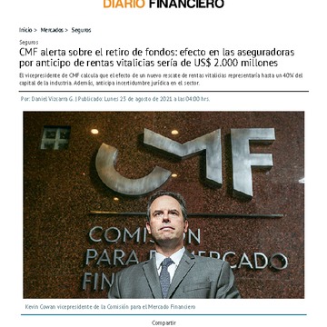 CMF Alerta sobre el retiro de fondos de RRVV, entrevista a Kevin Cowan vicepresidente de la Comisión para el Mercado Financiero