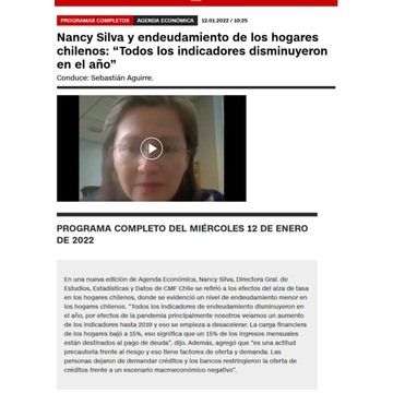 Nancy Silva y endeudamiento de los hogares chilenos: “Todos los indicadores disminuyeron en el año”