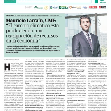 Mauricio Larraín: "El cambio climático está produciendo una reasignación de recursos en la economía"