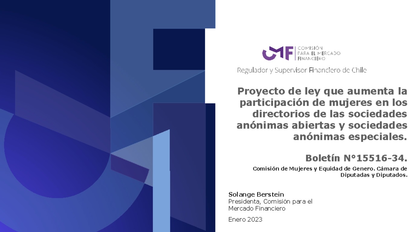 "Proyecto de ley que aumenta la participación de mujeres en los directorios de las sociedades anónimas abiertas y sociedades anónimas especiales"