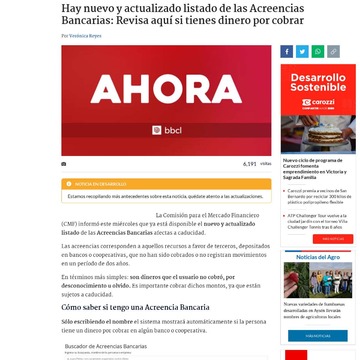 Hay nuevo y actualizado listado de las Acreencias Bancarias: Revisa aquí si tienes dinero por cobrar