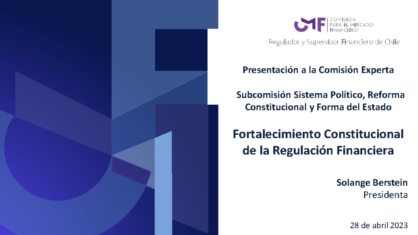 Presentación de la Presidenta Solange Berstein en subcomisión de Sistema Político, Reforma Constitucional y Forma de Estado