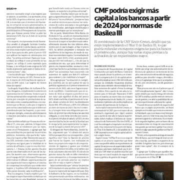 CMF podría exigir más capital a los bancos a partir de 2024 por normas de Basilea III