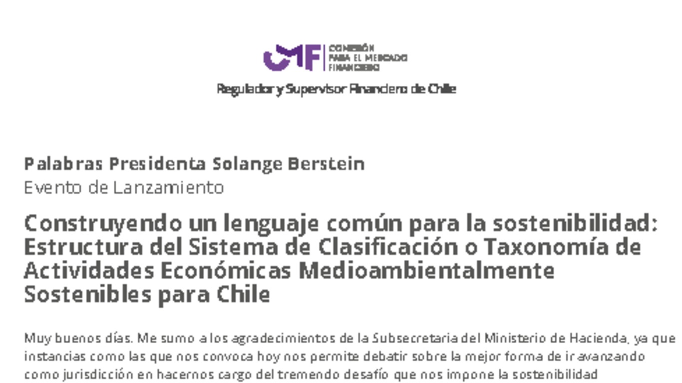     Palabras Presidenta Solange Berstein Evento de Lanzamiento