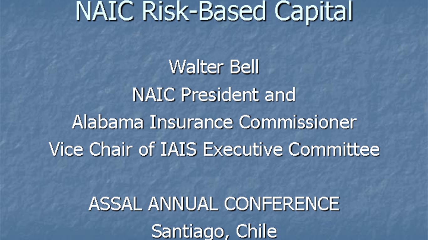 Seminario de Capacitación Regional IAIS - ASSAL - FIDES. Presentación "Naic risk-based capital". Walter Bell.