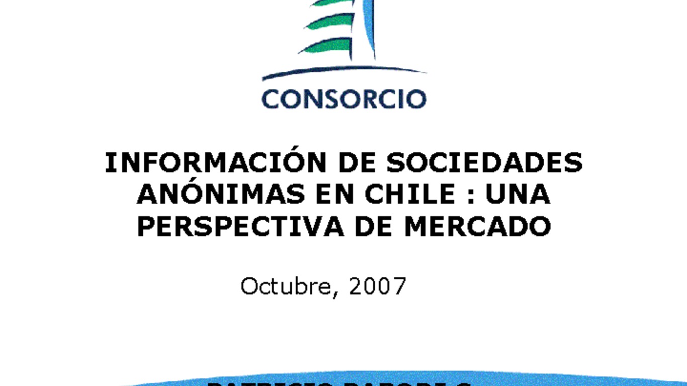 Seminario información privilegiada en Chile, jornada de reflexión, sede ICARE. Presentación "Información de sociedades anónimas en Chile: Una perspectiva de mercado", Patricio Parodi. 11 de octubre 2007.