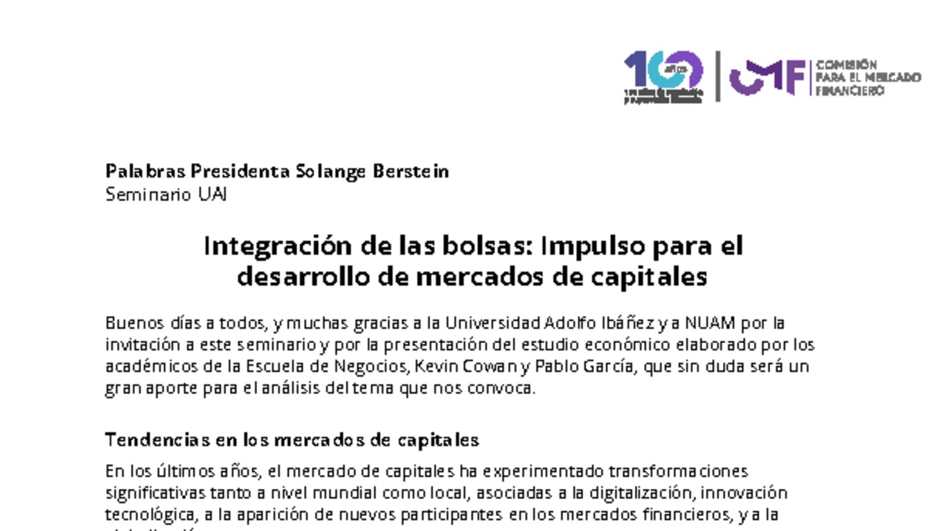 Integración de las bolsas: Impulso para el desarrollo de mercados de capitales