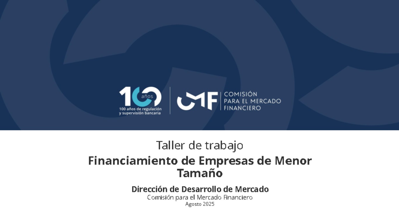 Desarrollo del mercado de capitales: Taller de Trabajo de Financiamiento de Empresas de Menor Tamaño