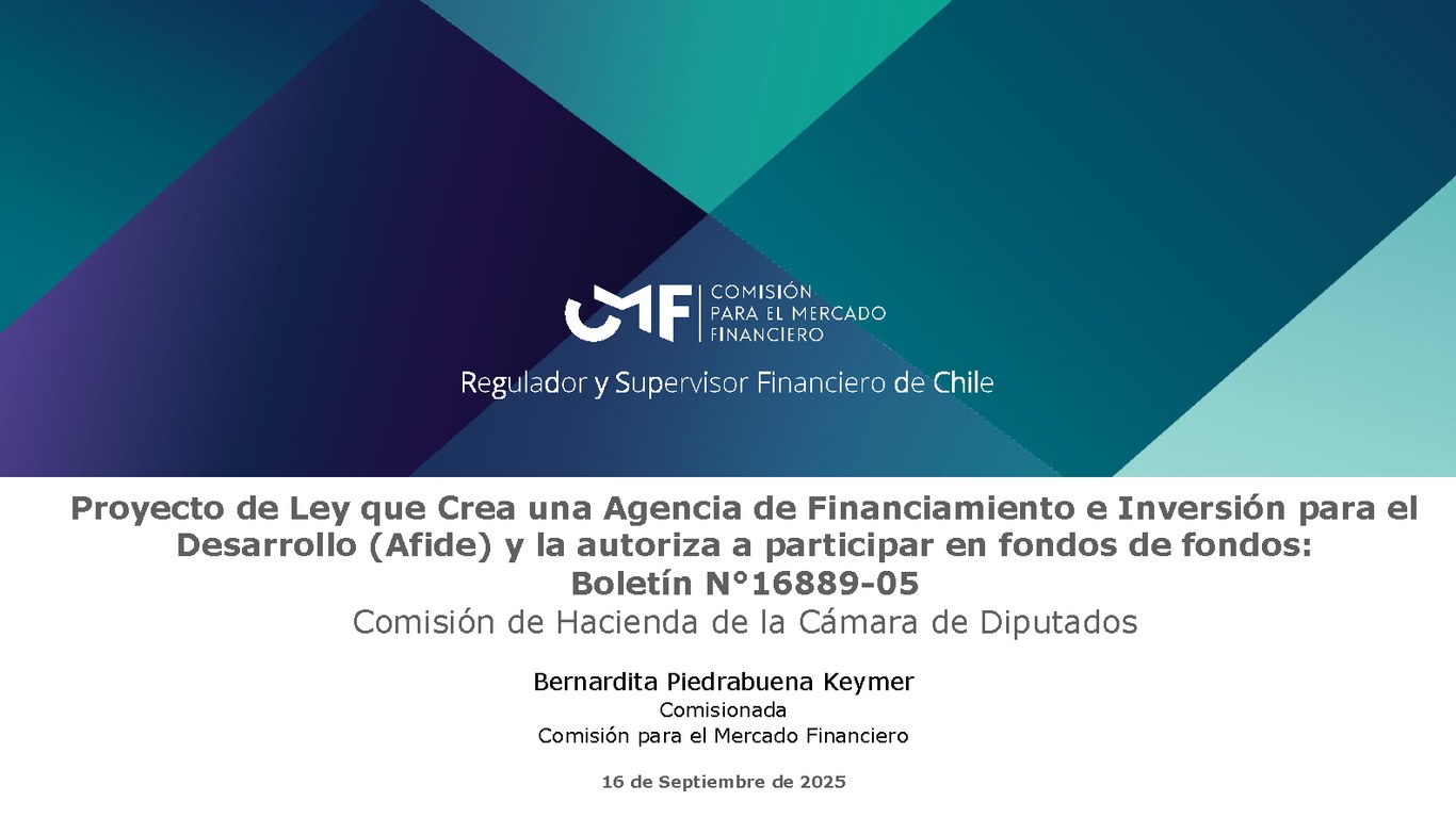 Proyecto de Ley que Crea una Agencia de Financiamiento e Inversión para el Desarrollo (Afide) y la autoriza a participar en fondos de fondos: Boletín N°16889-05