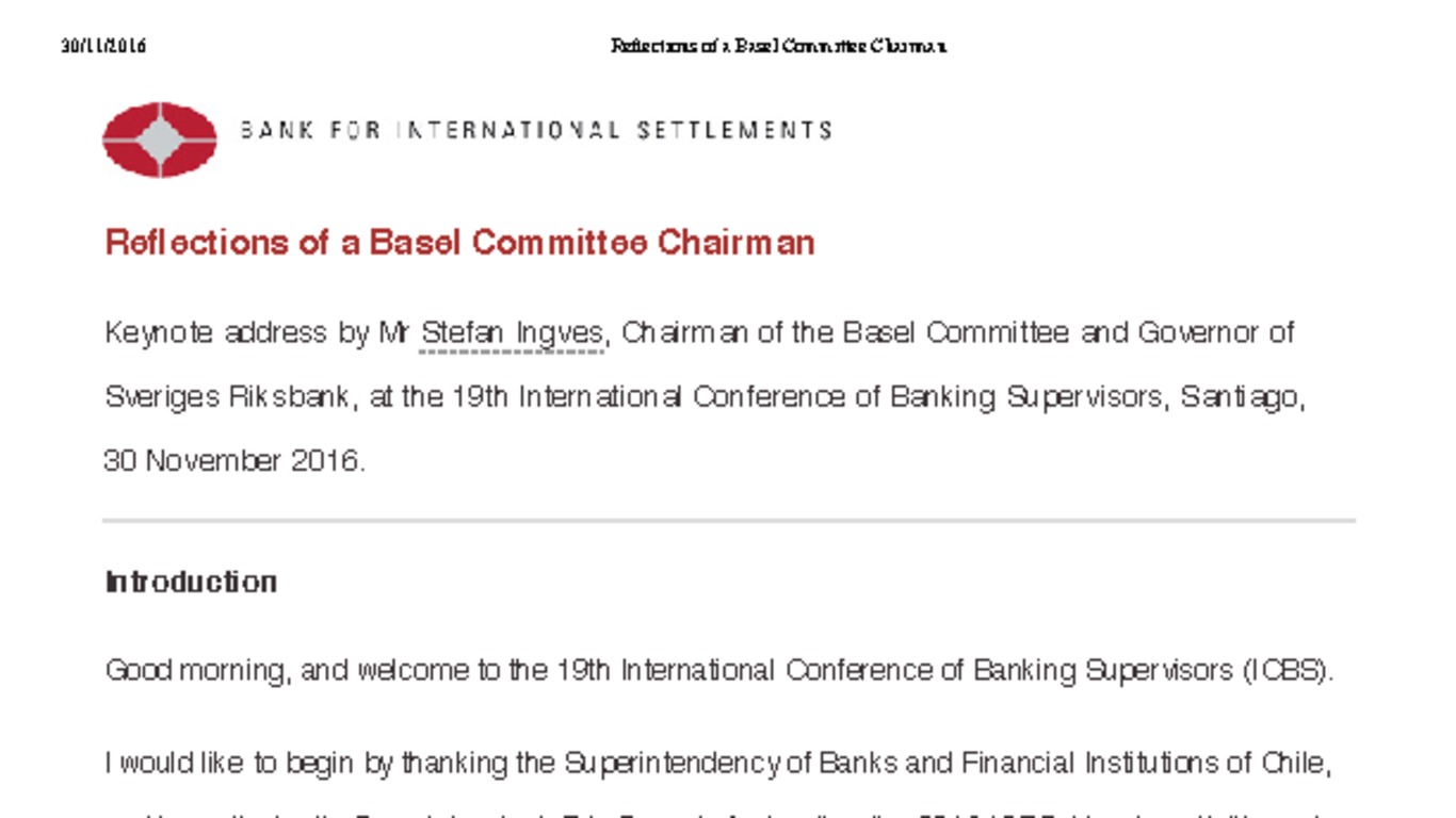 Seminario: Reflections of a Basel Committee Chairman