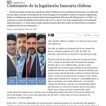 Centenario de la legislación bancaria chilena