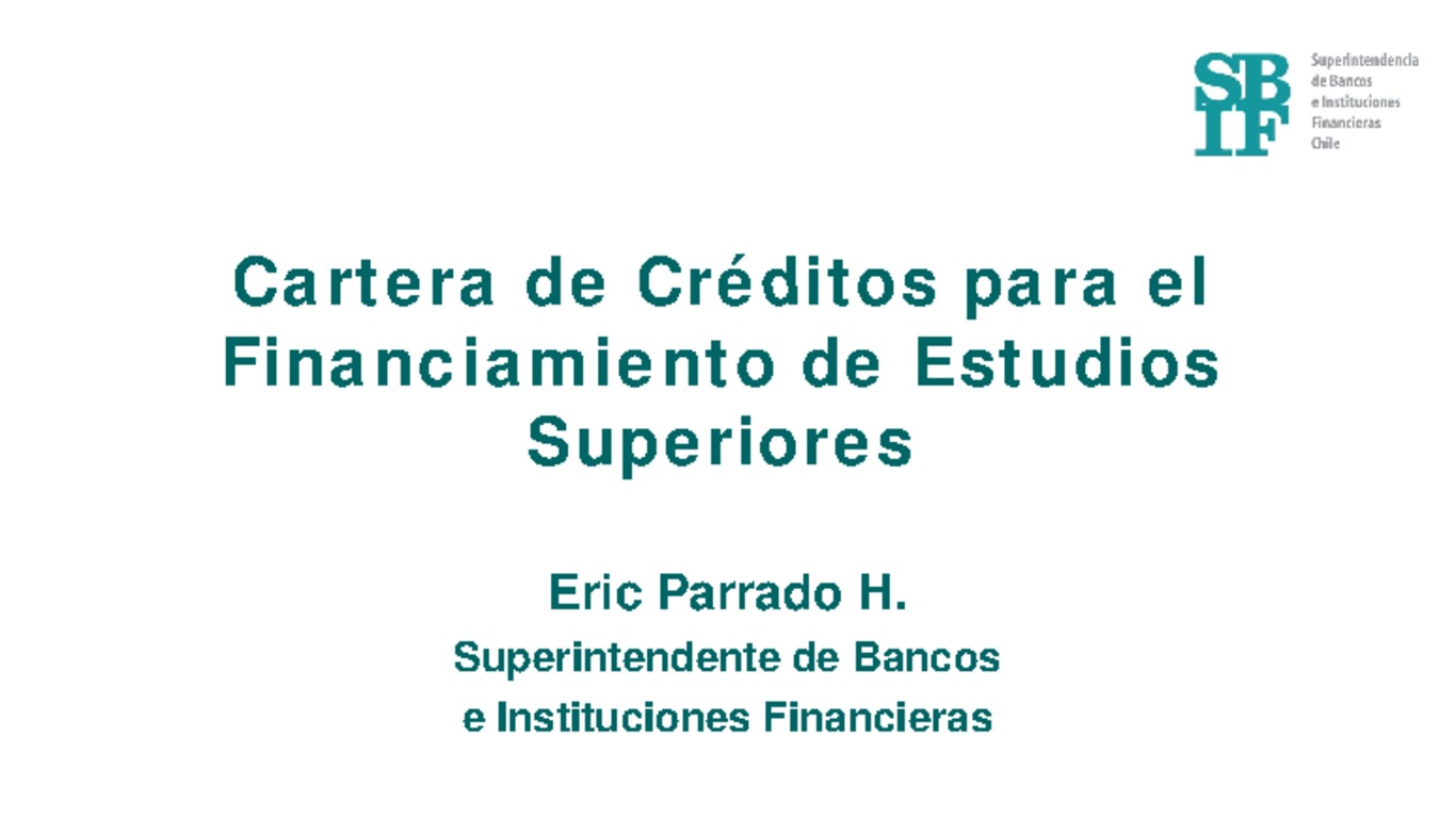 Presentación "Cartera de créditos para el financiamiento de estudios superiores"