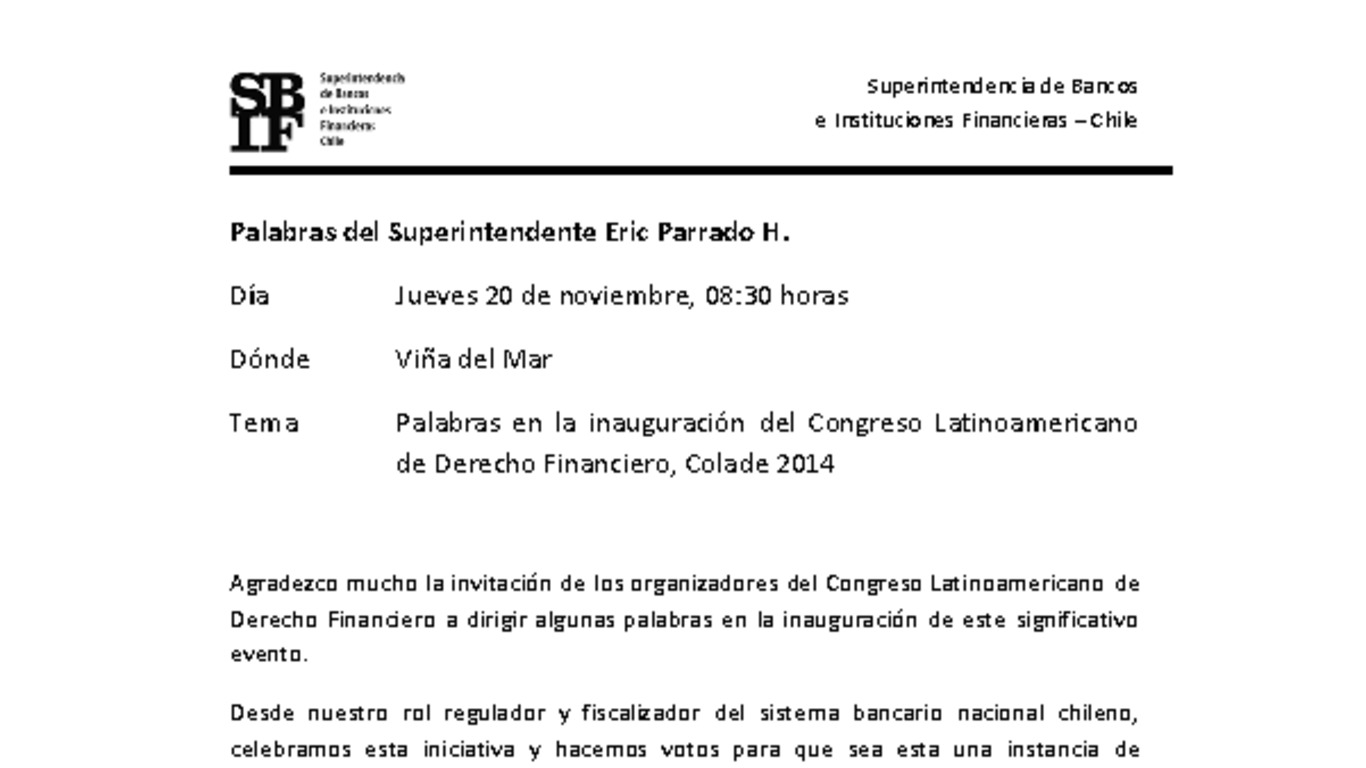 Discurso inauguración Congreso Colade 2014