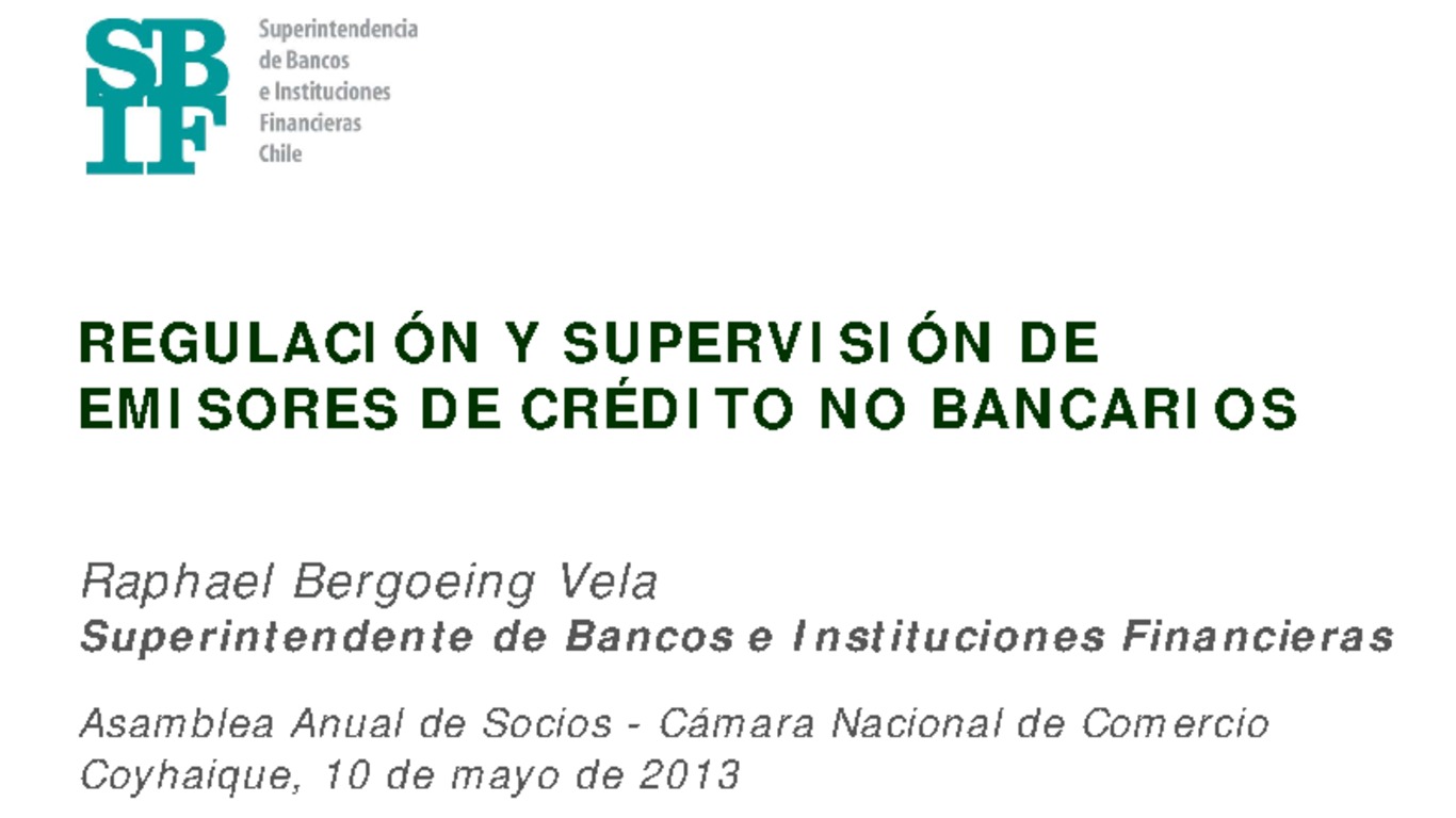 Presentación: Regulación y Supervisión de Emisores de Crédito No Bancarios