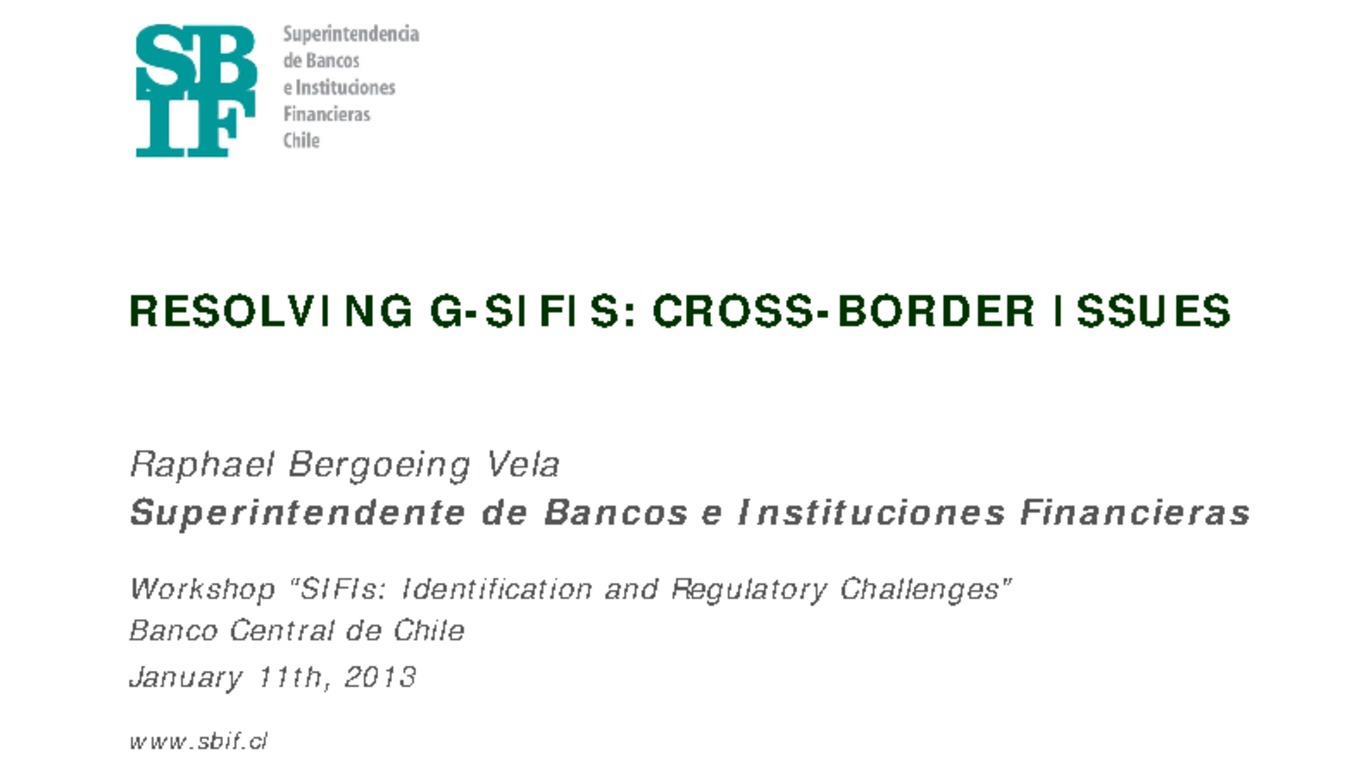Presentación: Systemically important financial institutions: identification and regulatory challenges