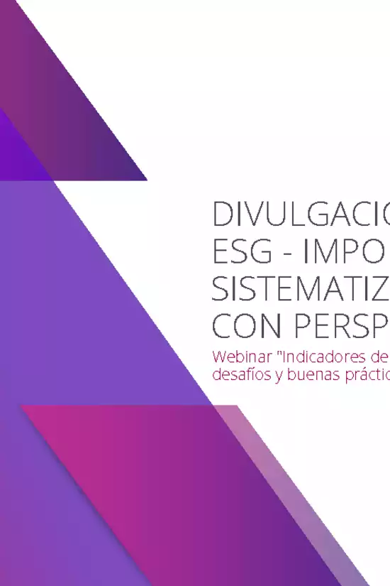 Presentación "Divulgación de Criterios ESG - Importancia de Sistematizar Información con Perspectiva de Género" - Rosario Celedón